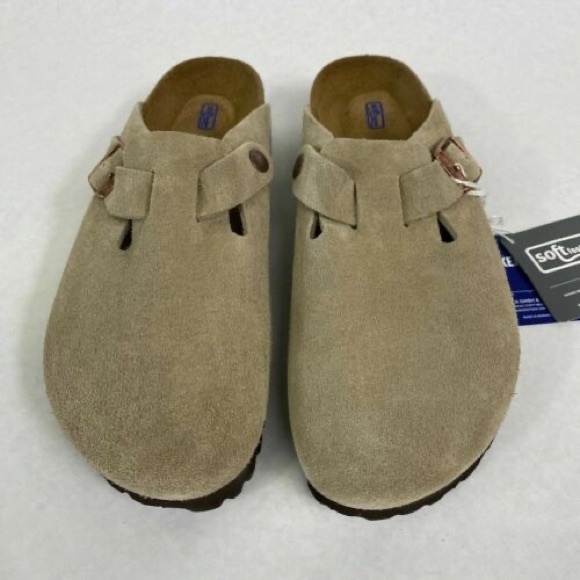 NIB Birkenstock Boston Taupe Suede Soft Footbed Clog Regular Fit - Picture 4 of 4